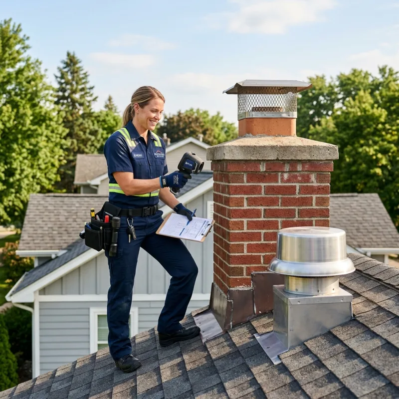 Technician inspecting a Clarinda roof cavity and ductwork for a dead bird